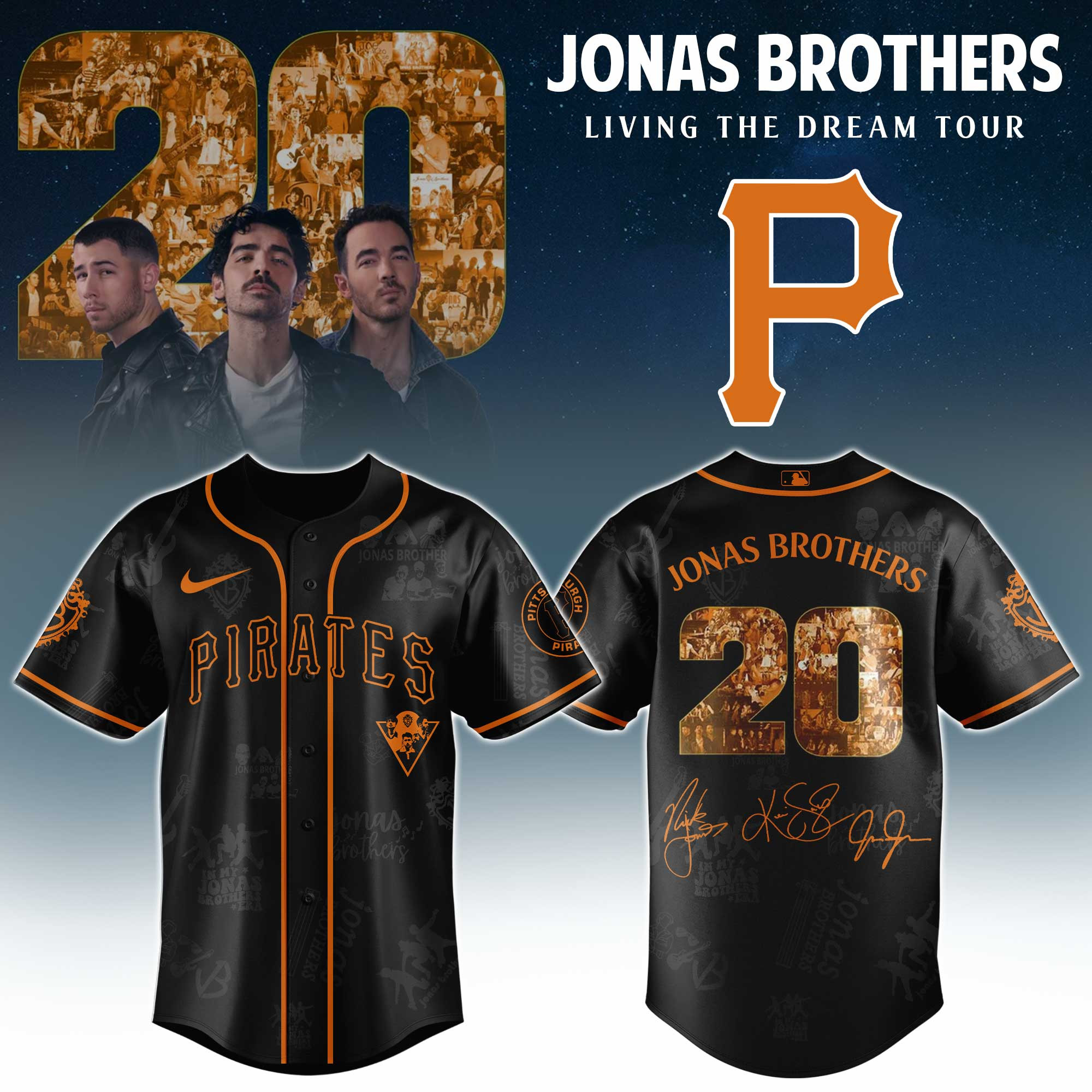 Pittsburgh Pirates Mlb X Jonas Brothers Tour Personalized Baseball Jersey For Fans-1