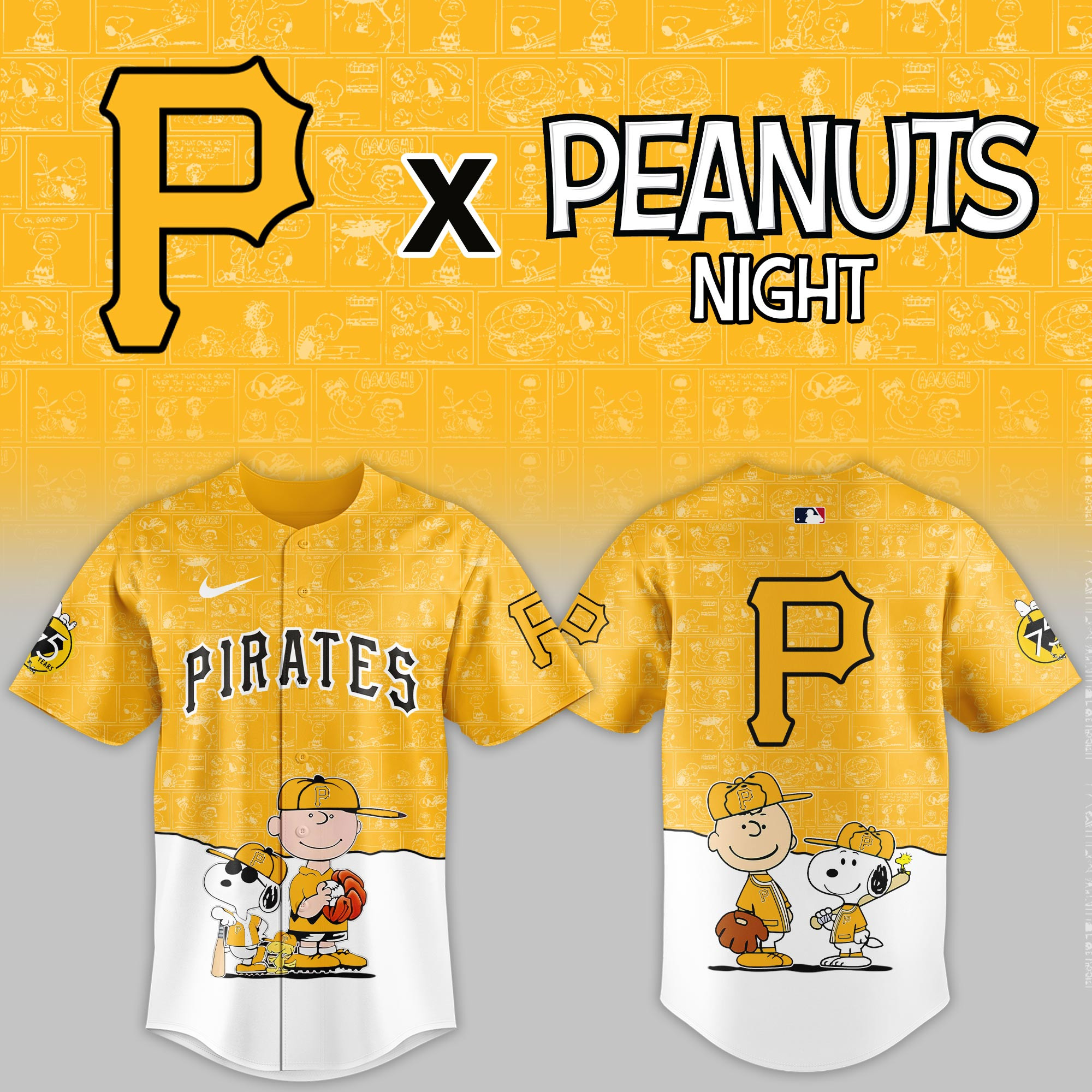 Pittsburgh Pirates Mlb X Peanuts Night Baseball Jersey For Fan-1