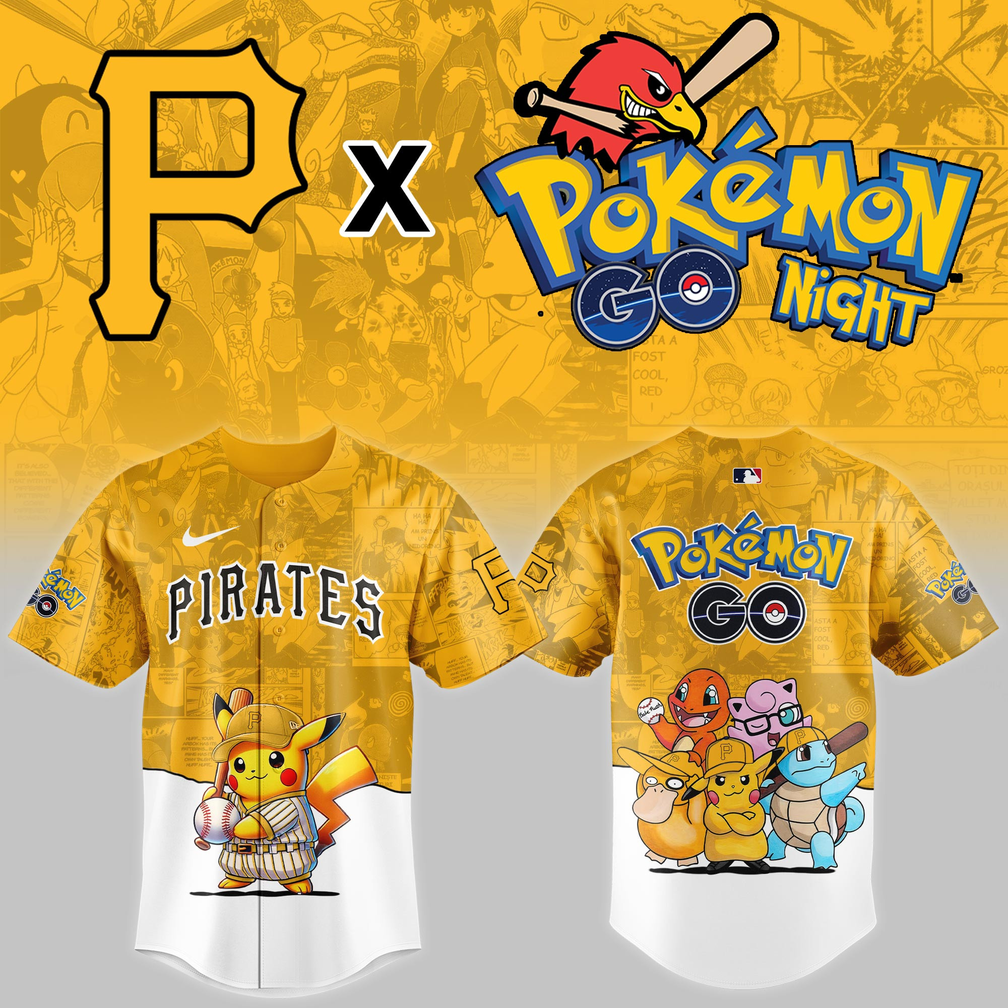 Pittsburgh Pirates Mlb X Pokemon Go Night Baseball Jersey For Fan-1