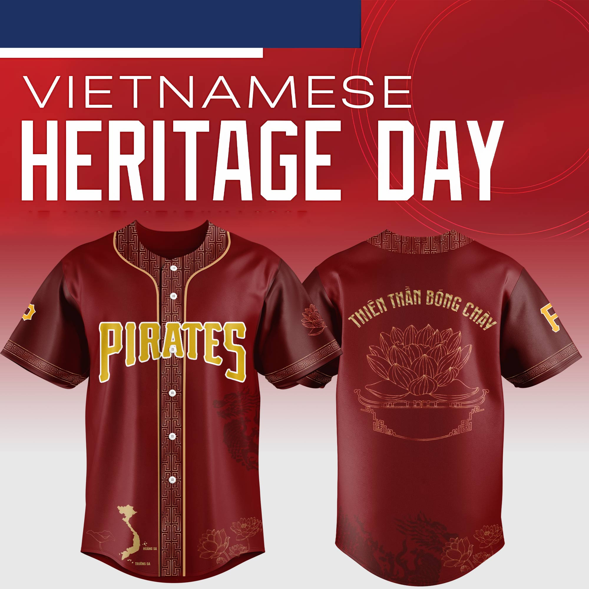 Pittsburgh Pirates Mlb X Vietnamese Heritage Night Baseball Jersey For Fans-1