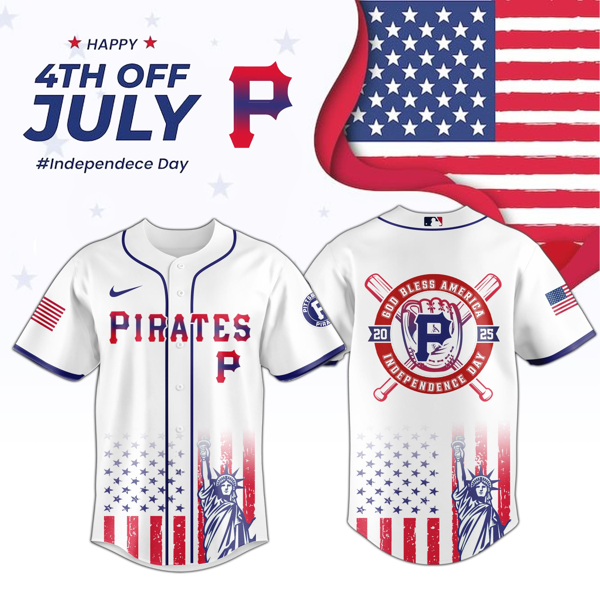 Pittsburgh Pirates Special Independence Day Jersey Unique Gifts For Baseball Fans-1
