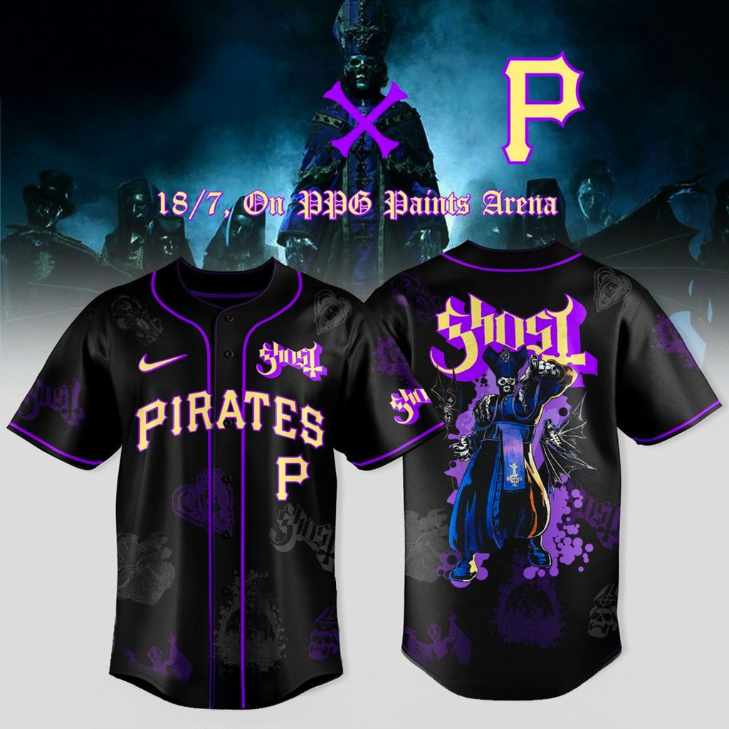 Pittsburgh Pirates X Ghost Band World Tour 2025 Baseball Jersey Pittsburgh Pirates Merch-1