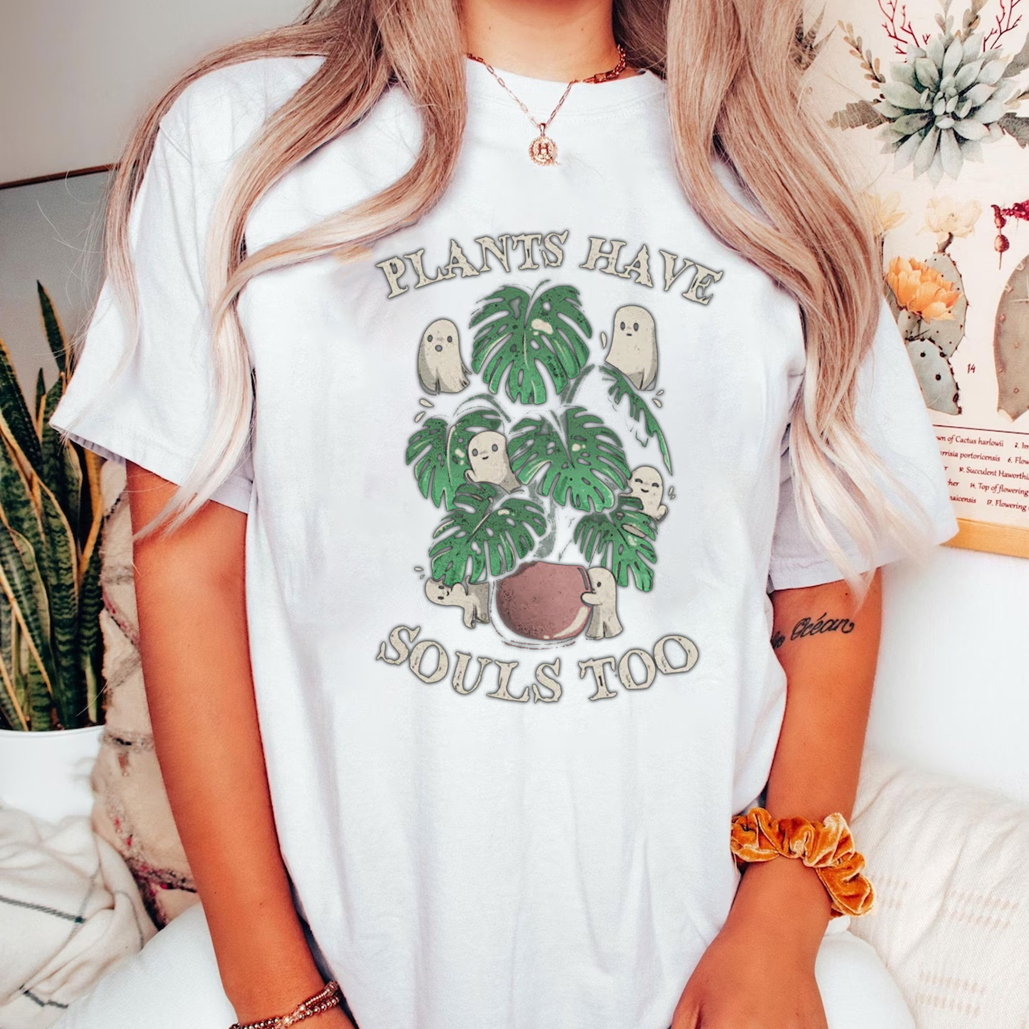 Plants Have Souls Too Shirt Black Cute Ghost Halloween Tee Shirt Gifts For Girlfriend-1