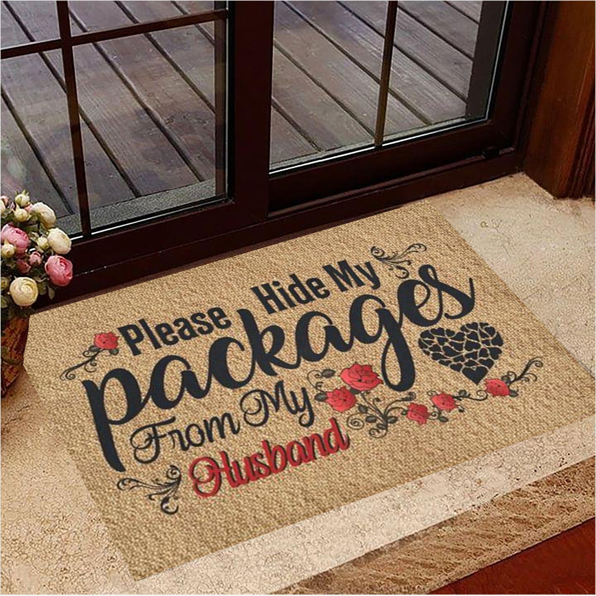 Please Hide My Packages From My Husband Doormat Funny Welcome Mats Best Gifts For Husband-1