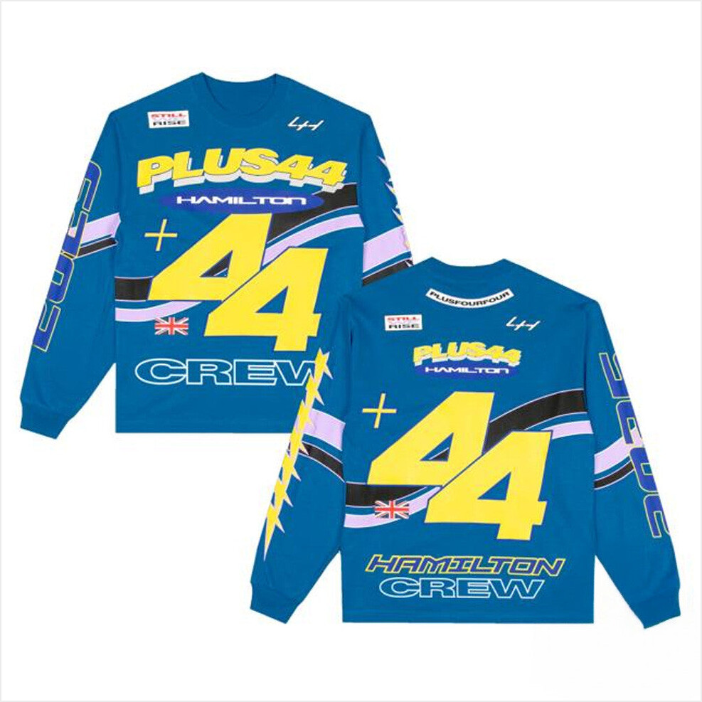 Plus44 World Merch Plus44 Hamilton Moto Long Sleeve T-Shirt Blue Friends Gifts Gifts For BFF-1