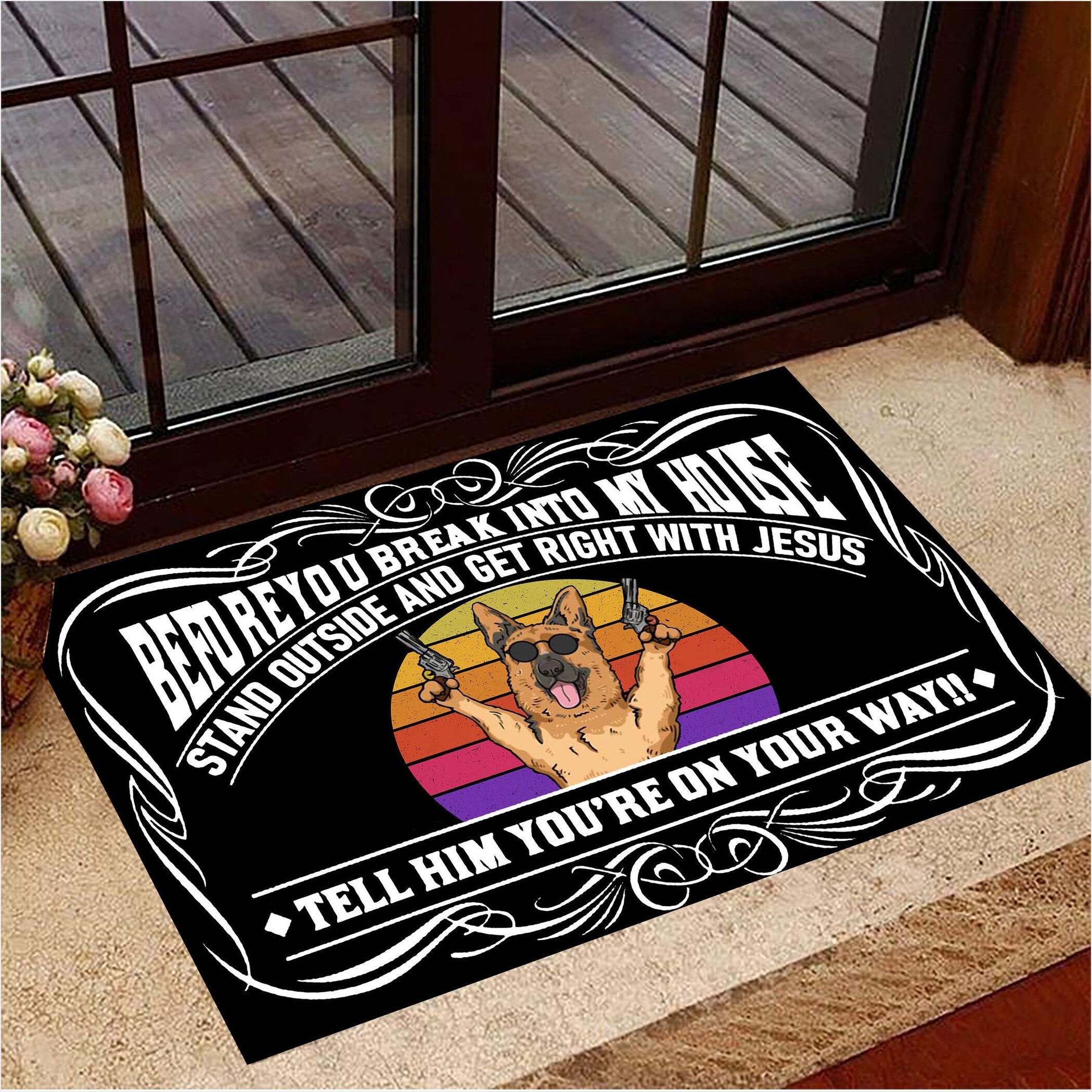 Police Dog Before You Break Into My House Doormat Front Door Decor Funny Doormat Gift For Friends-1