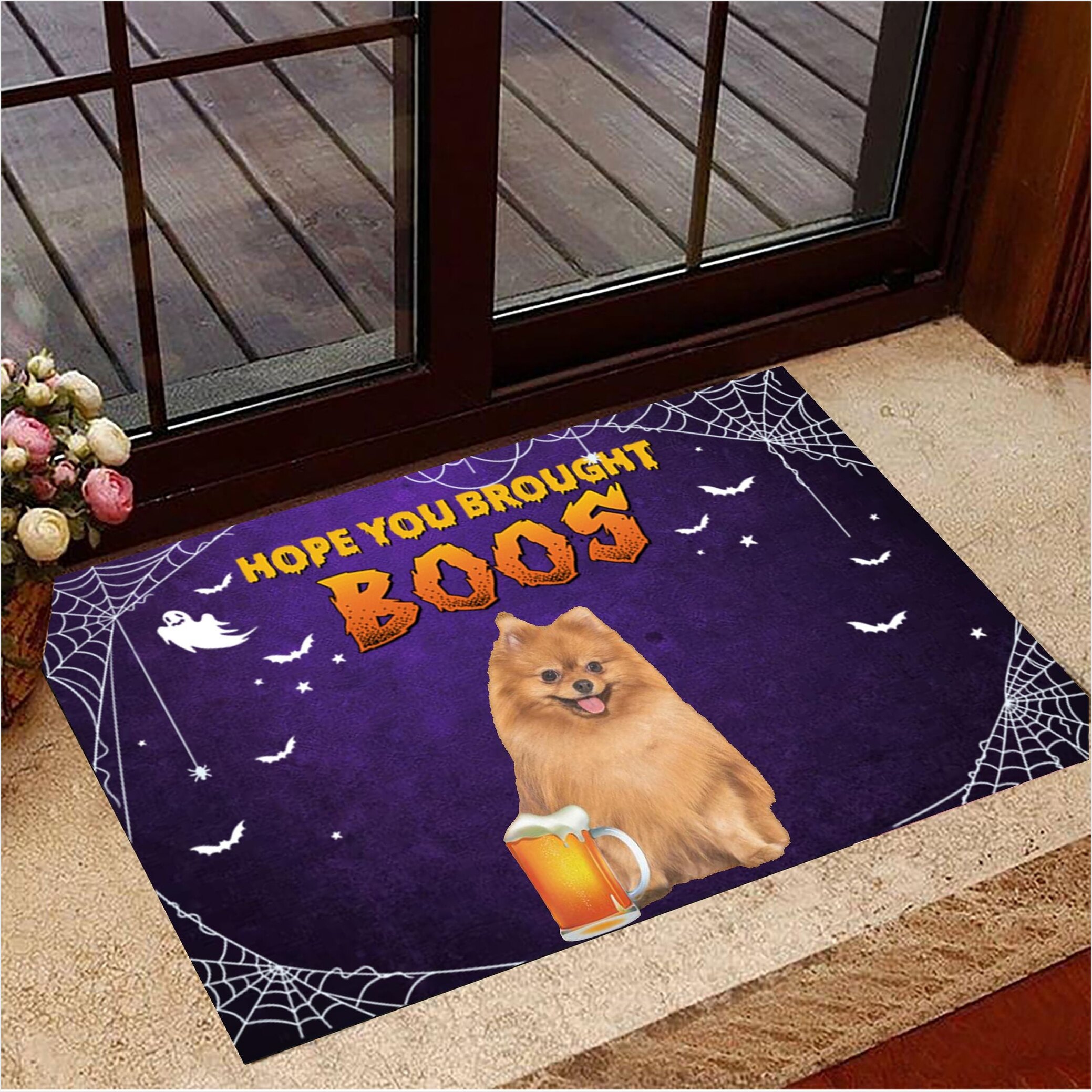 Pomeranian Hope You Brought Boos Doormat Beer Doormat Best Halloween Decorations Gifts For BFF-1