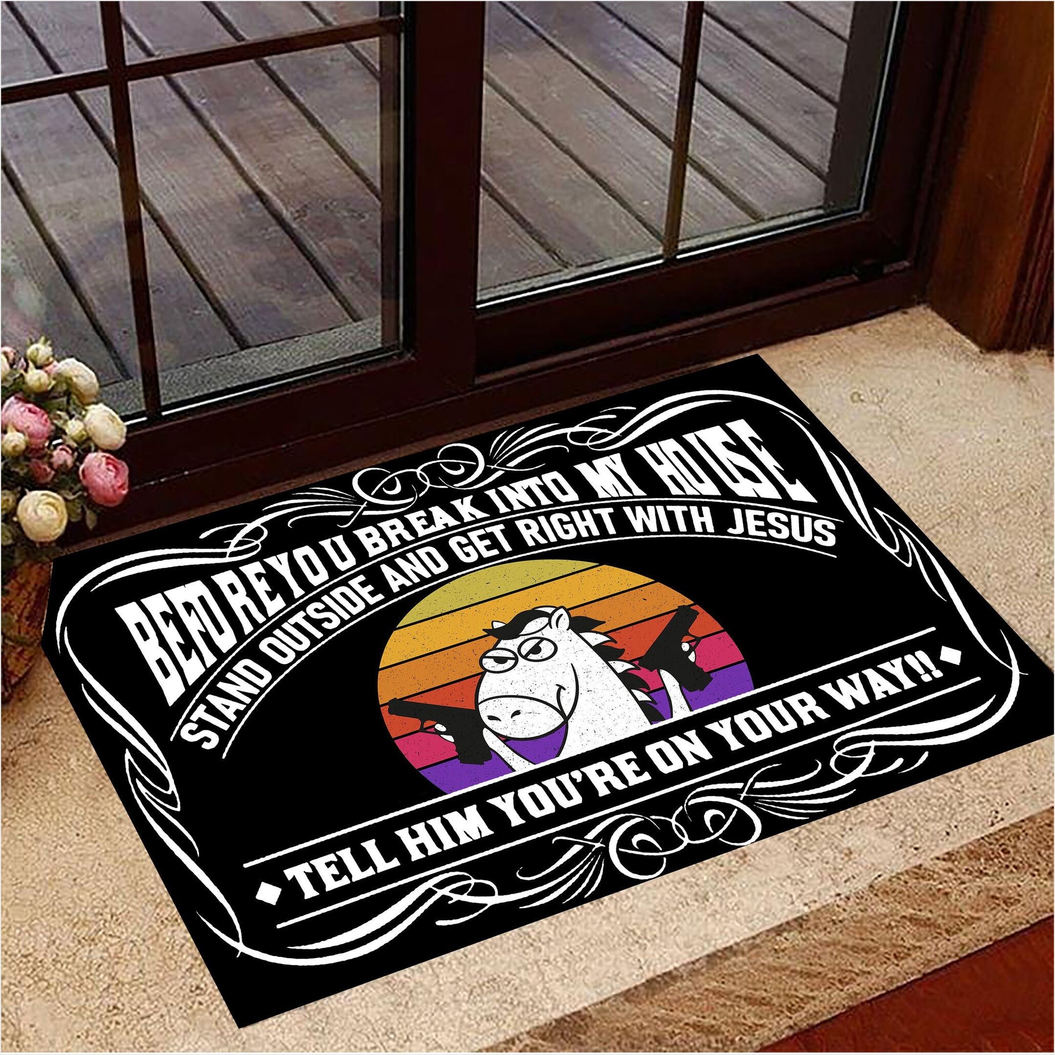 Pony Before You Break Into My House Doormat Front Door Decor Funny Doormat Gift For Friends-1