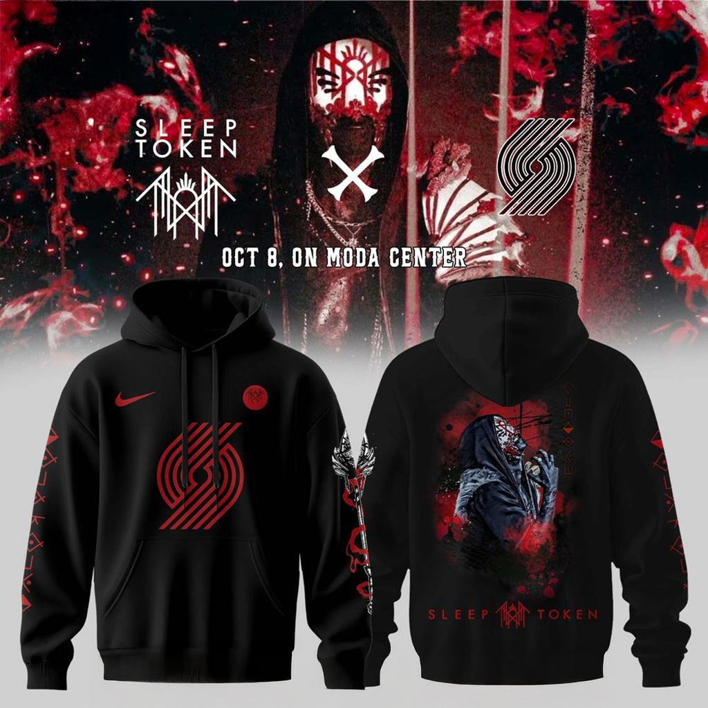 Portland Trail Blazers X Sleep Token Even In Arcadia Tour Hoodie Blazers Merch Fan Gifts-1