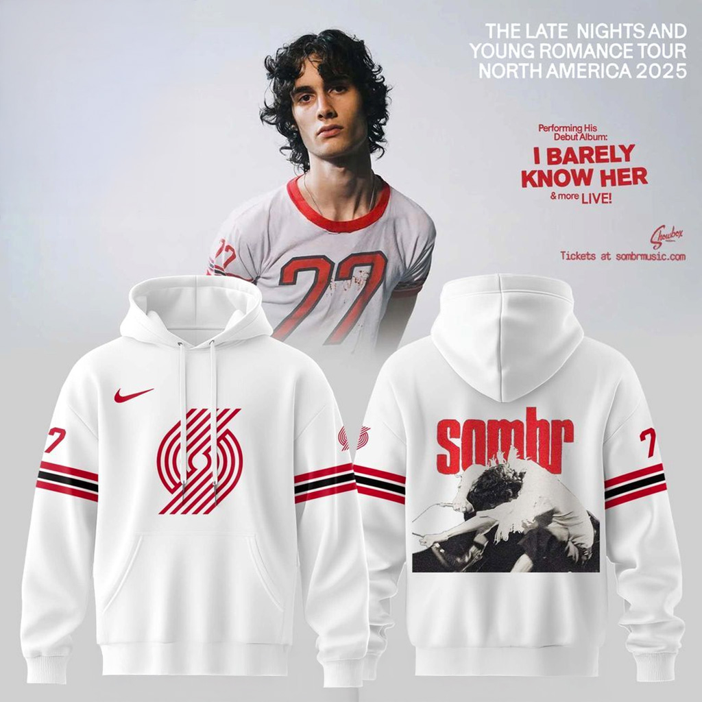 Portland Trail Blazers X Sombr The Late Nights Young Romance Tour Hoodie Fan Merch-1