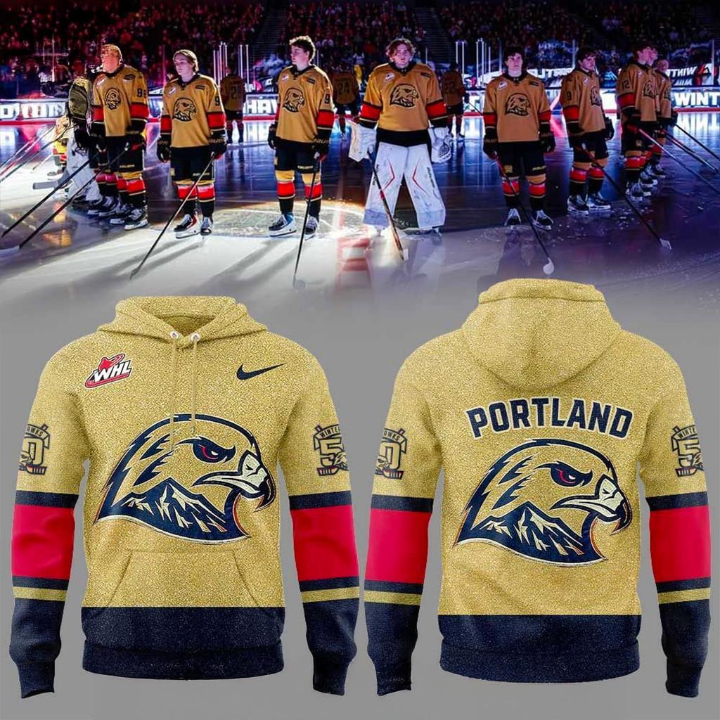 Portland Winterhawks 50th Golden Uniform Hoodie Winterhawks Merch Xmas Gifts For Him-1