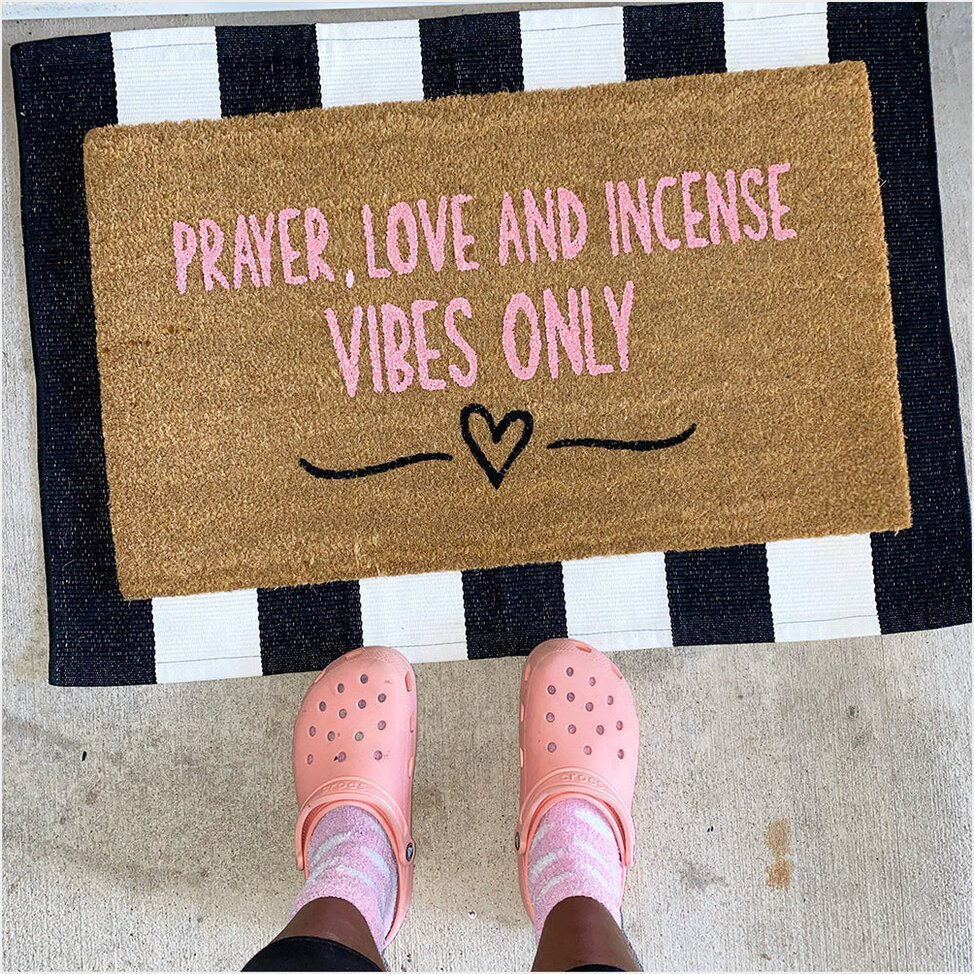 Prayer Love And Incense Vibes Only Doormat Funny Home Doormat Front Door Decor Gifts For Fans-1