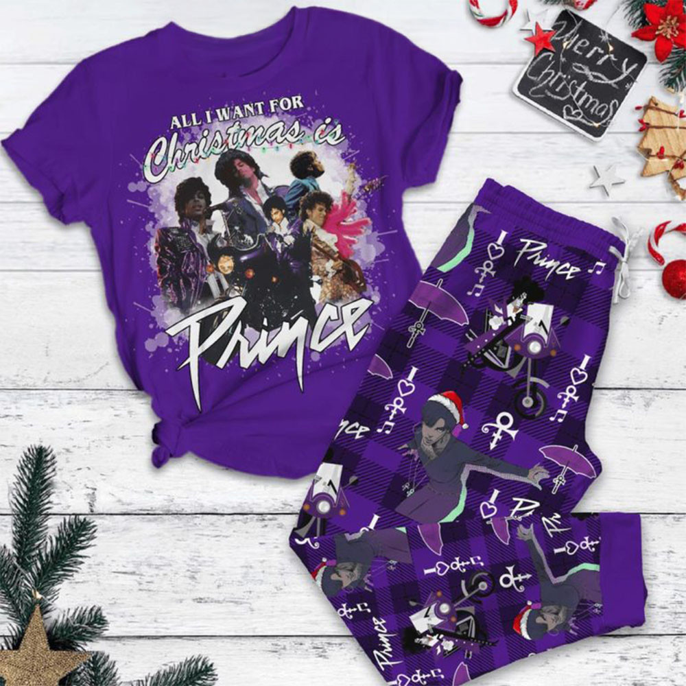 Prince All I Want For Christmas Party 2024 Fleece Pajamas Set Gifts For Music Lovers-1