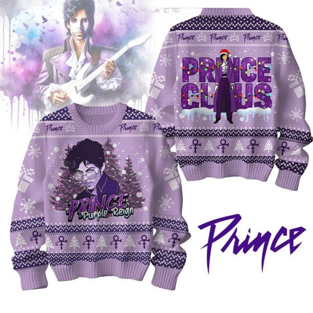 Prince Purple Reign Prince Claus Christmas Ugly Sweater Music Lover Fans Gifts-1