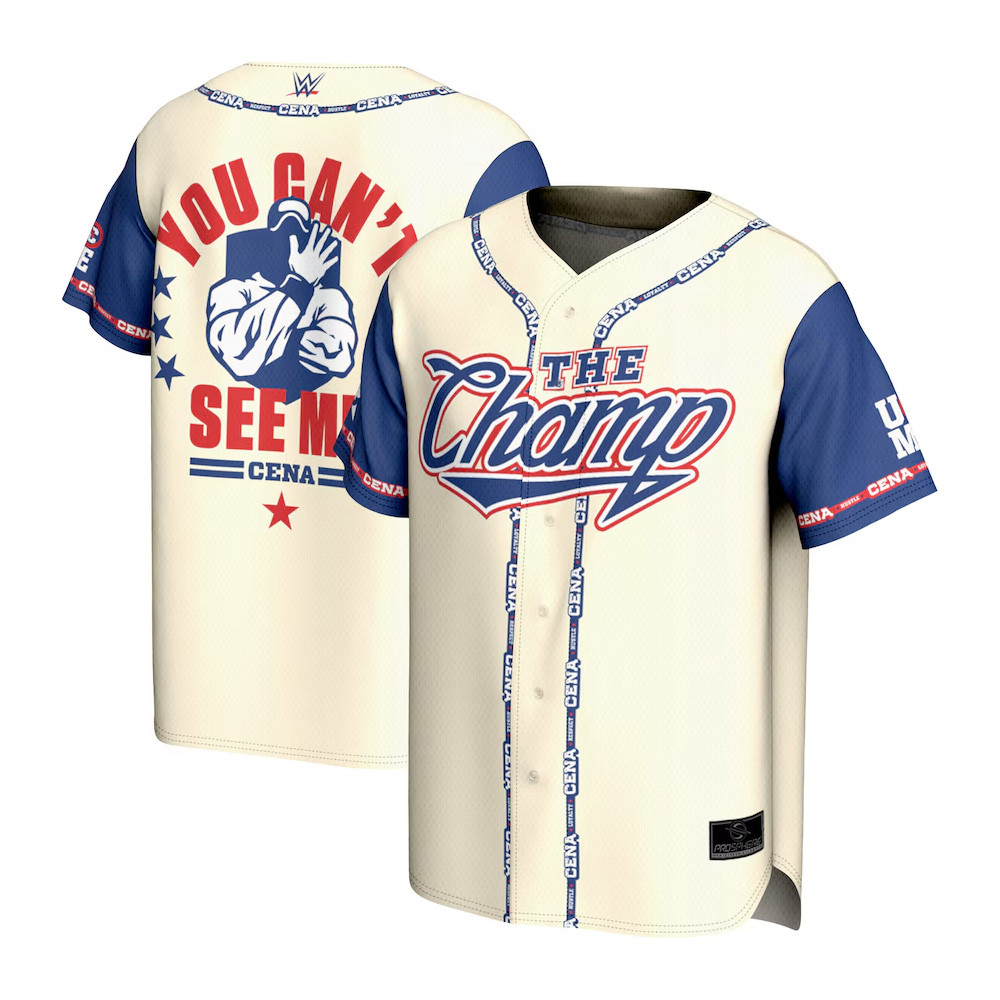 ProSphere Cream John Cena The Champ Baseball Jersey Dad Gifts-1