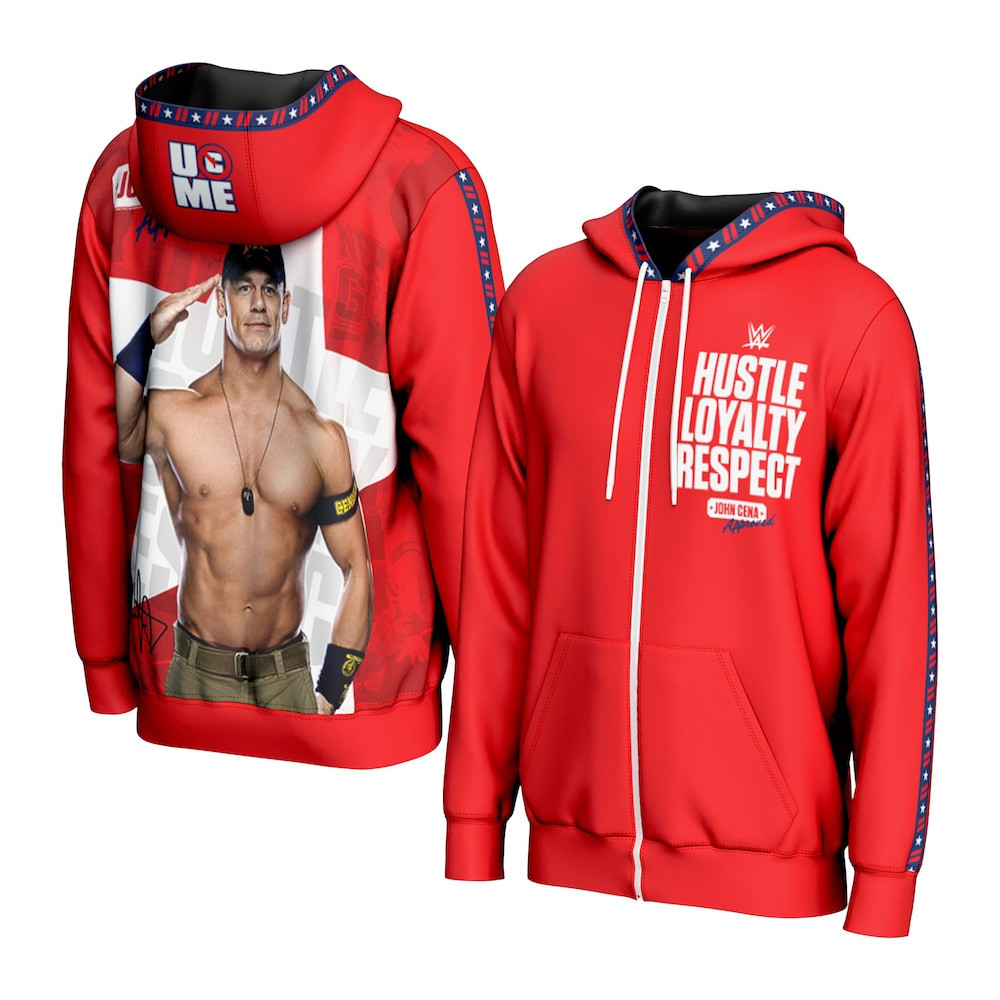 ProSphere Red John Cena Hustle Loyalty And Respect Hoodie Useful Gifts For Dad-1