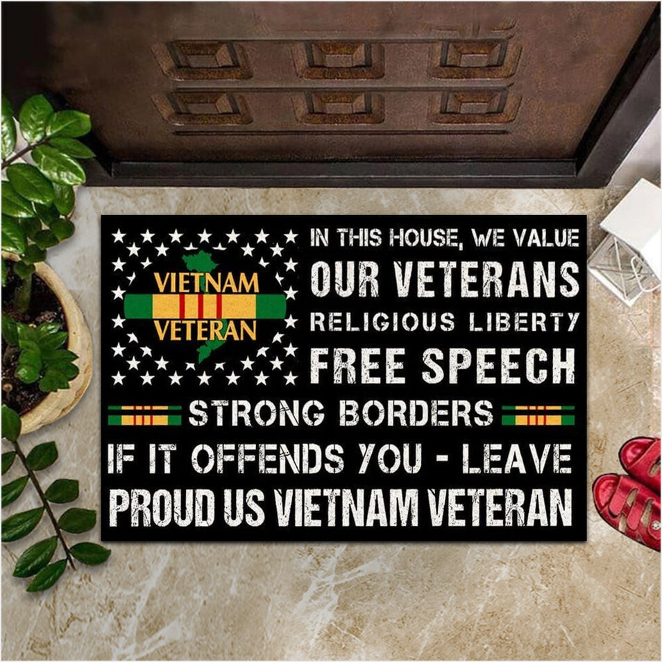 Proud US Vietnam Veteran Doormat In This House We Value Our Veterans Religious Liberty Door Mat-1