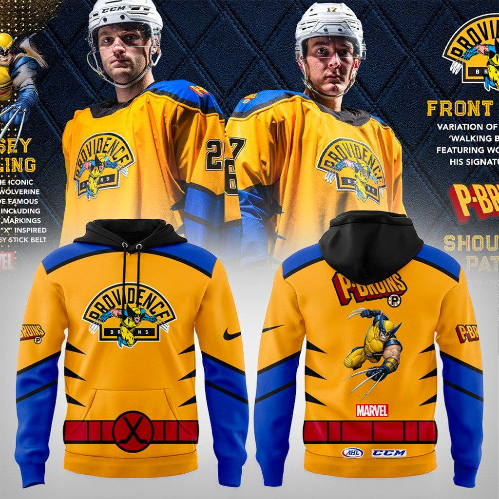 Providence Bruins Marvel Wolverine Uniform 2025 Hoodie Bruins Merch Christmas Present For Dad-1