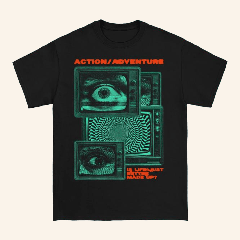 Pure Noise Merch Action Adventure Tv Static Black T-Shirt Friends Gifts Gifts For Besties-1