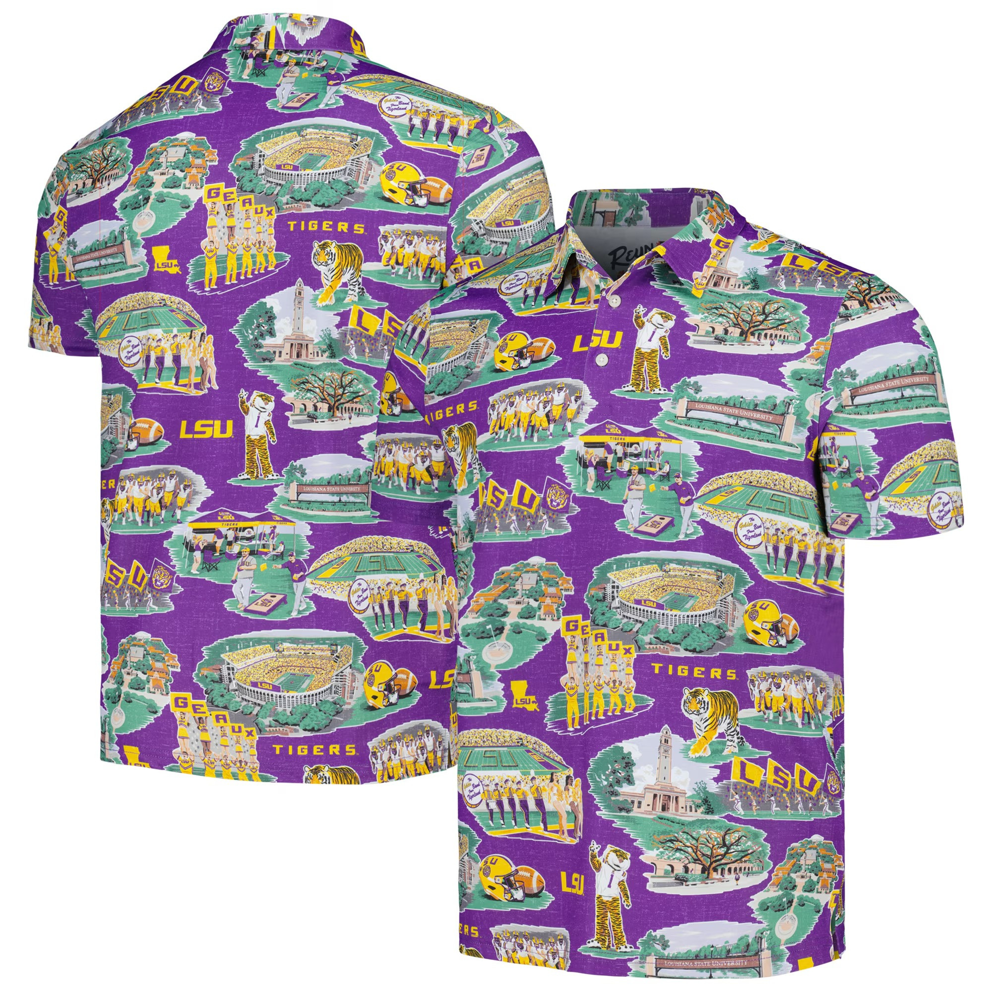 Purple LSU Tigers Polo Shirt NCAA Aloha Shirt Fathers Day Delivery Gifts For Football Lovers-1