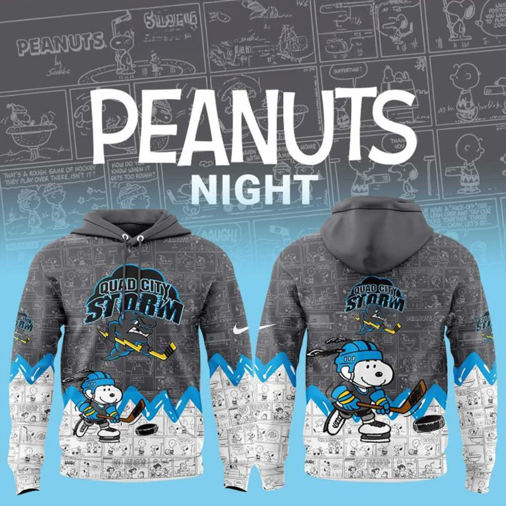 Quad City Storm 75th Anniversary Snoopy Peanuts Hoodie Gifts For Hockey Fan-1