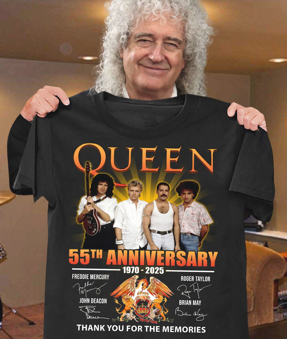 Queen 55th Anniversary 1970 2025 Thank You For The Memories T-Shirt Gifts For Band Fans-1