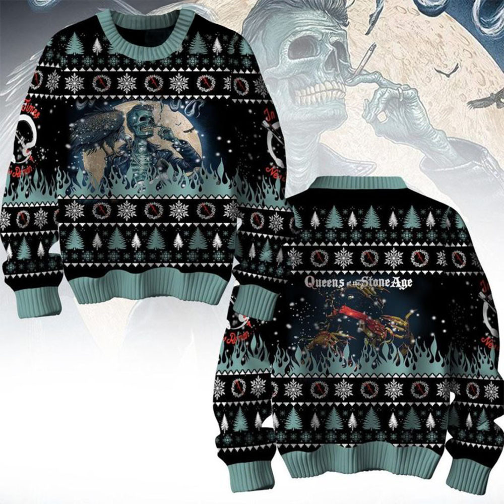 Queen Of Stone Age Death And Love 2024 Christmas Ugly Sweater Rock Band Fans Gifts-1