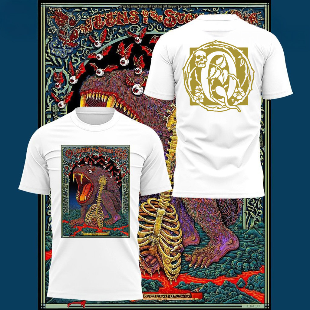 Queens Of The Stone Age World Tour 2025 In Columbus Black Shirt Gifts For Music Fans-1