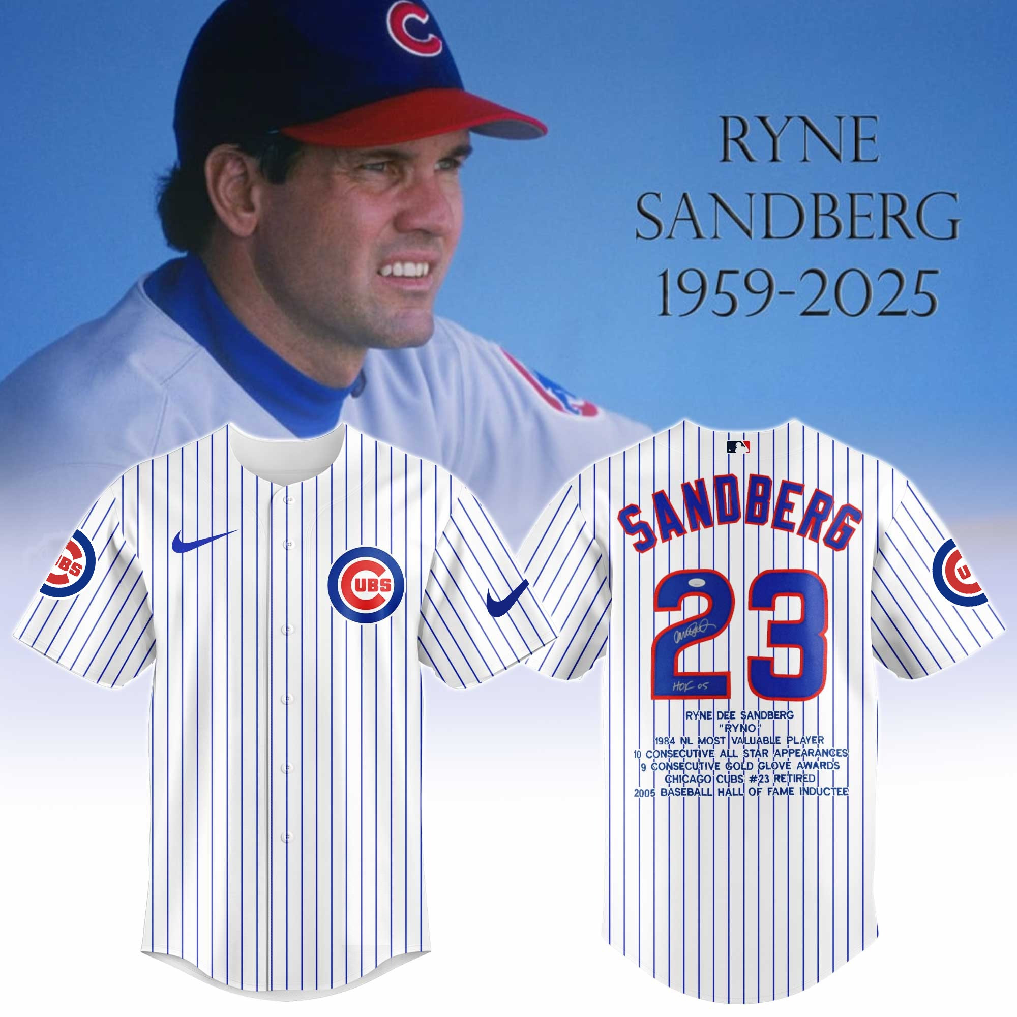 R.I.P Ryne Sandberg Forever 23 Merch Thank You For The Memories Jersey Gift For Fans-1