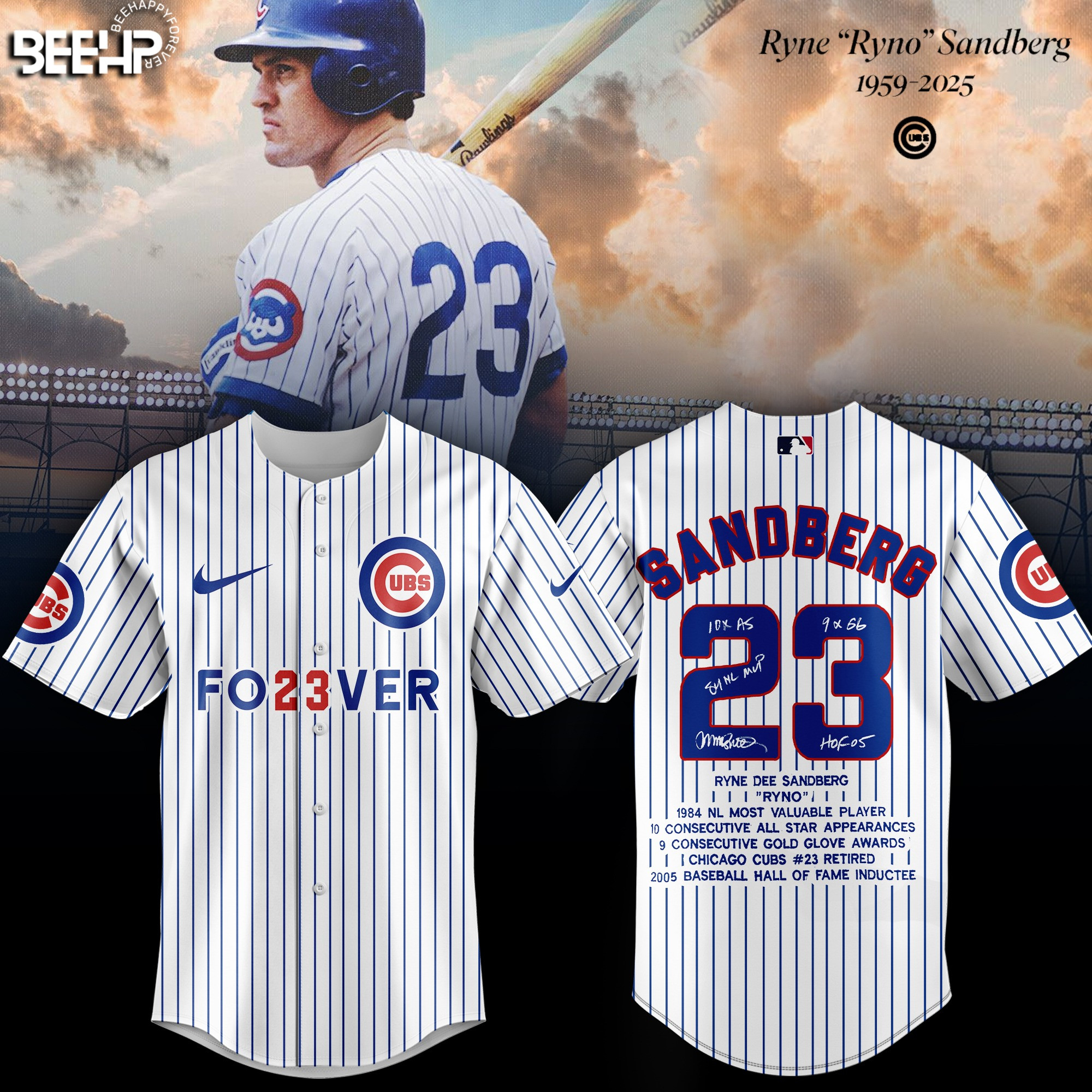 R.I.P Ryne Sandberg Forever 23 Thank You For The Memories Jersey Merch For Chicago Cubs Fans-1