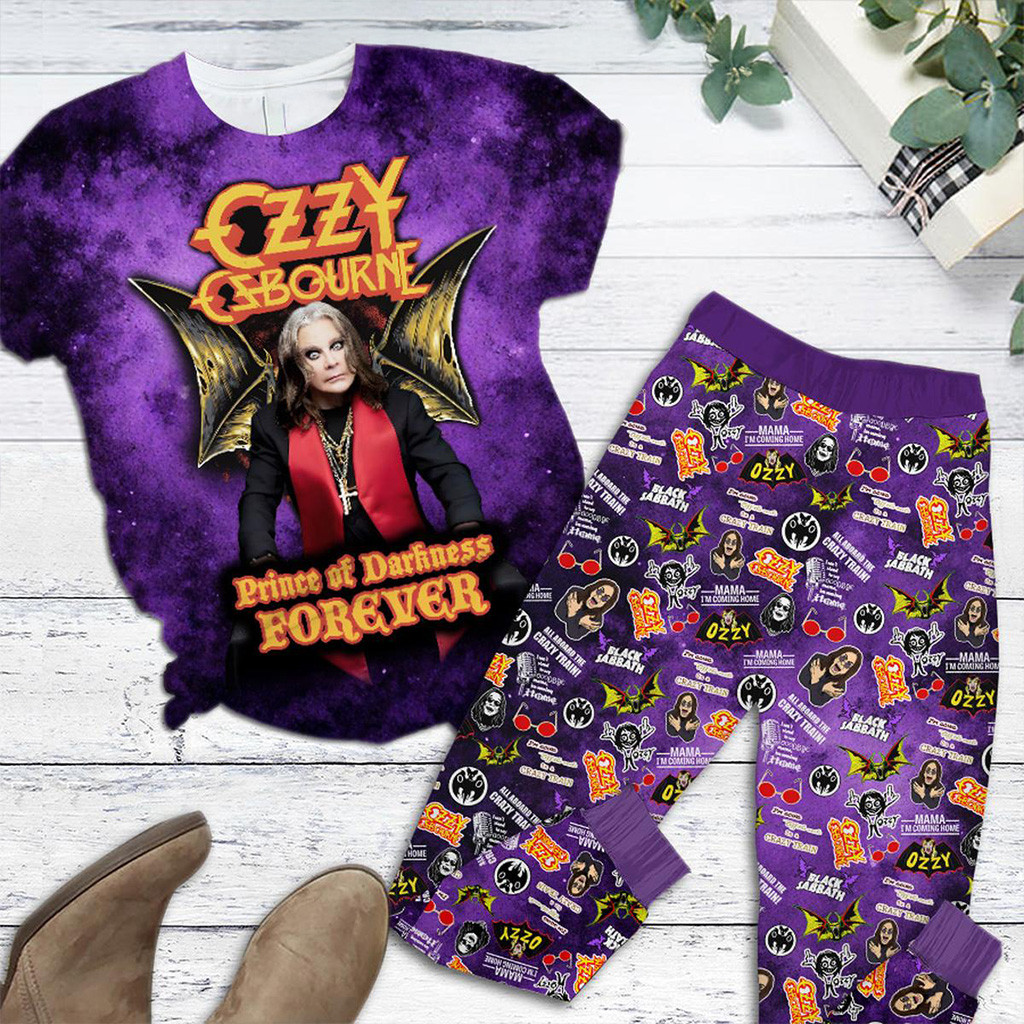 RIP Ozzy Osbourne Prince Of Darkness Forever Fleece Pajamas Set Gifts For Mom-1