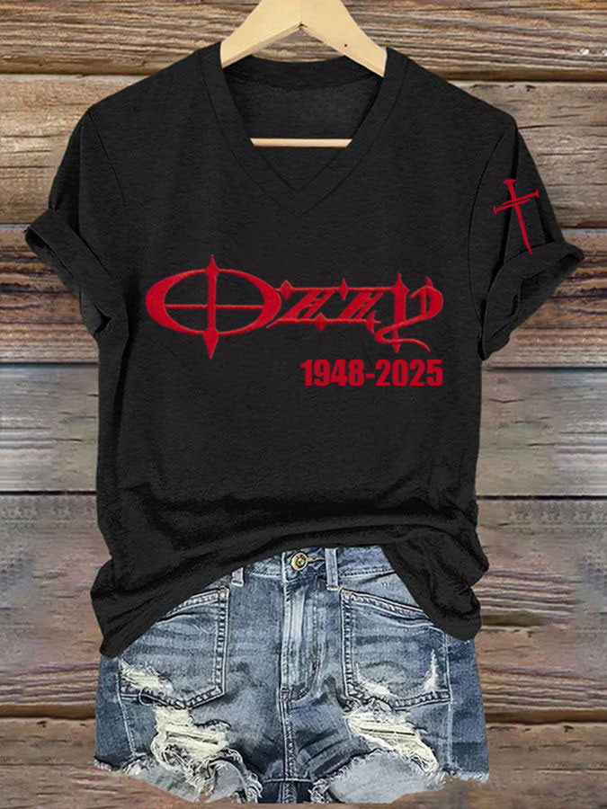 RIP Ozzy Osbourne V-neck Shirt 1948 2025 Ozzy Forever Shirt Gifts For Fans-1