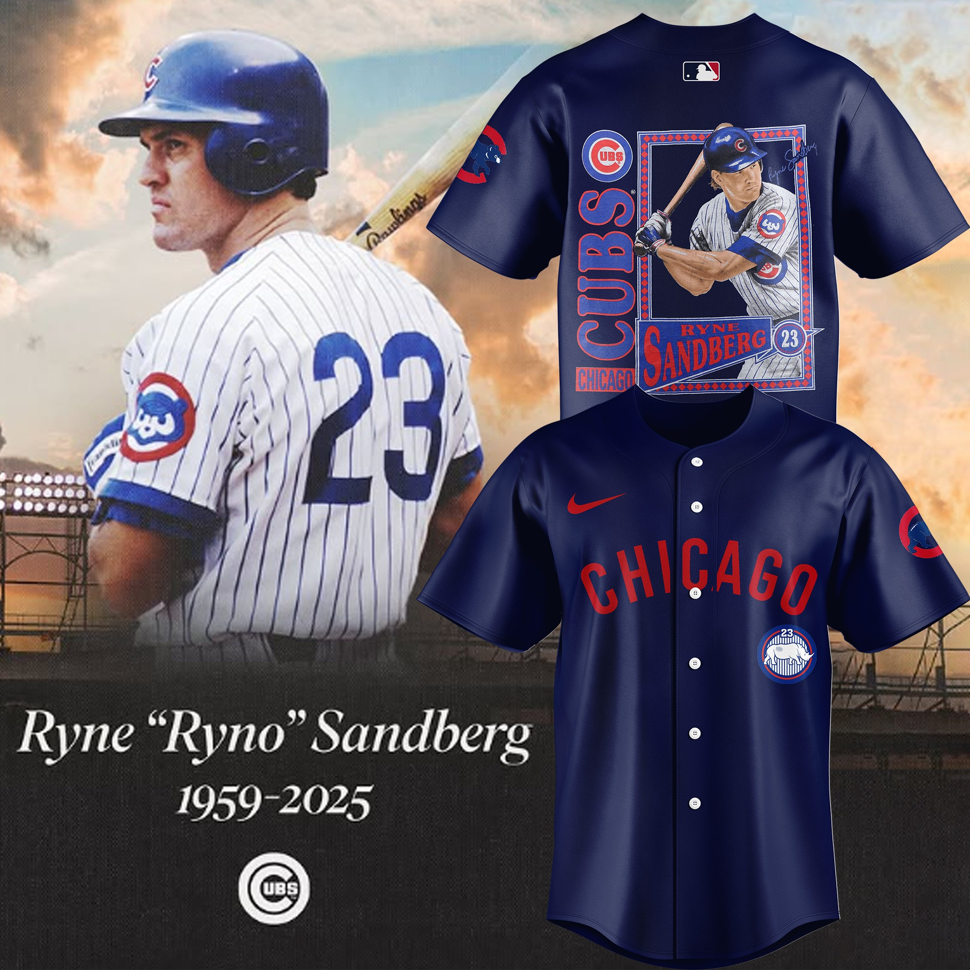 RIP Ryne Sandberg True Chicago Cubs Legend 1959-2025 Baseball Jersey Gift For Ryne Fans-1
