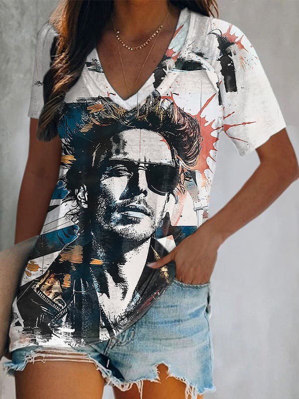 RIP Val Kilmer 1959 2025 V-Neck T-Shirt Memorial Clothing Gifts For Fans-1