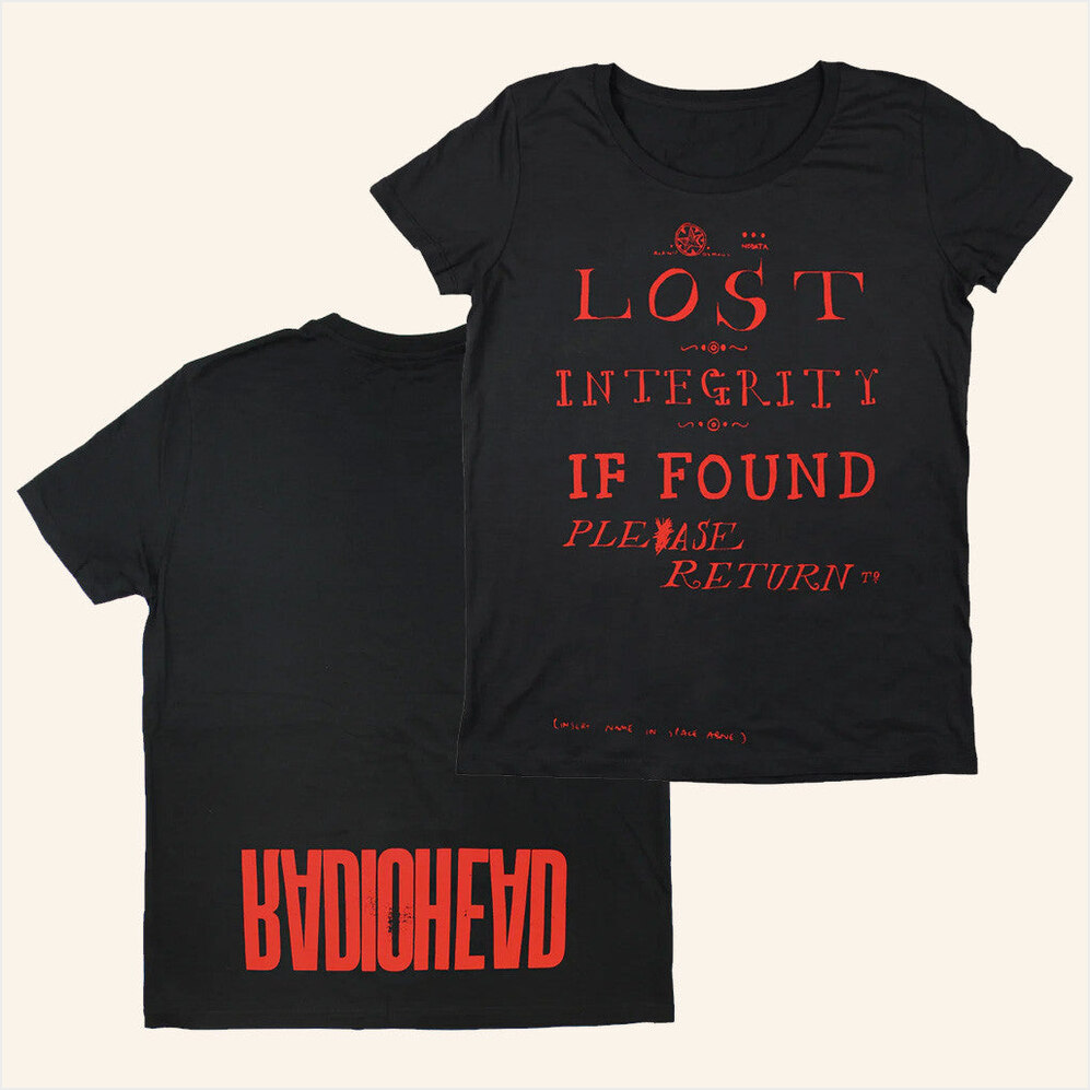 Radiohead Merch Red Lost Integrity Black T-Shirt Gifts For Her Birthday Gifts For Fans-1