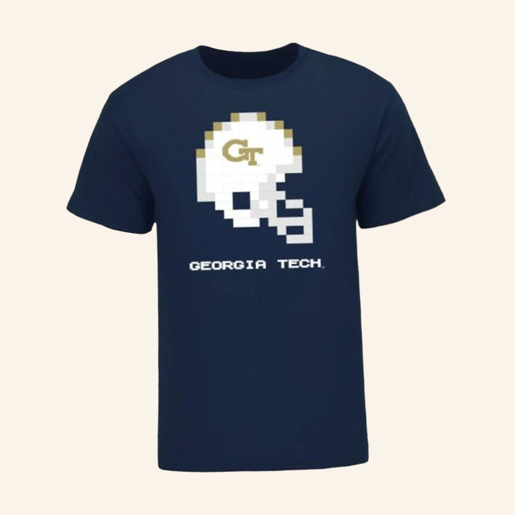 Ramblin Wreck Merch Georgia Tech Yellow Jackets 8-Bit Tecmo Bowl Helmet T-Shirt Gifts For Him-1