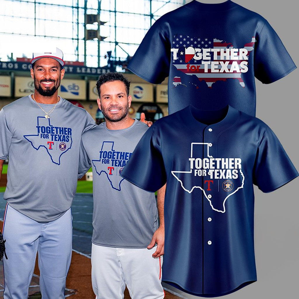 Rangers And Astros Together For Texas 2025 Jersey Fan Merch Gifts For Dad-1