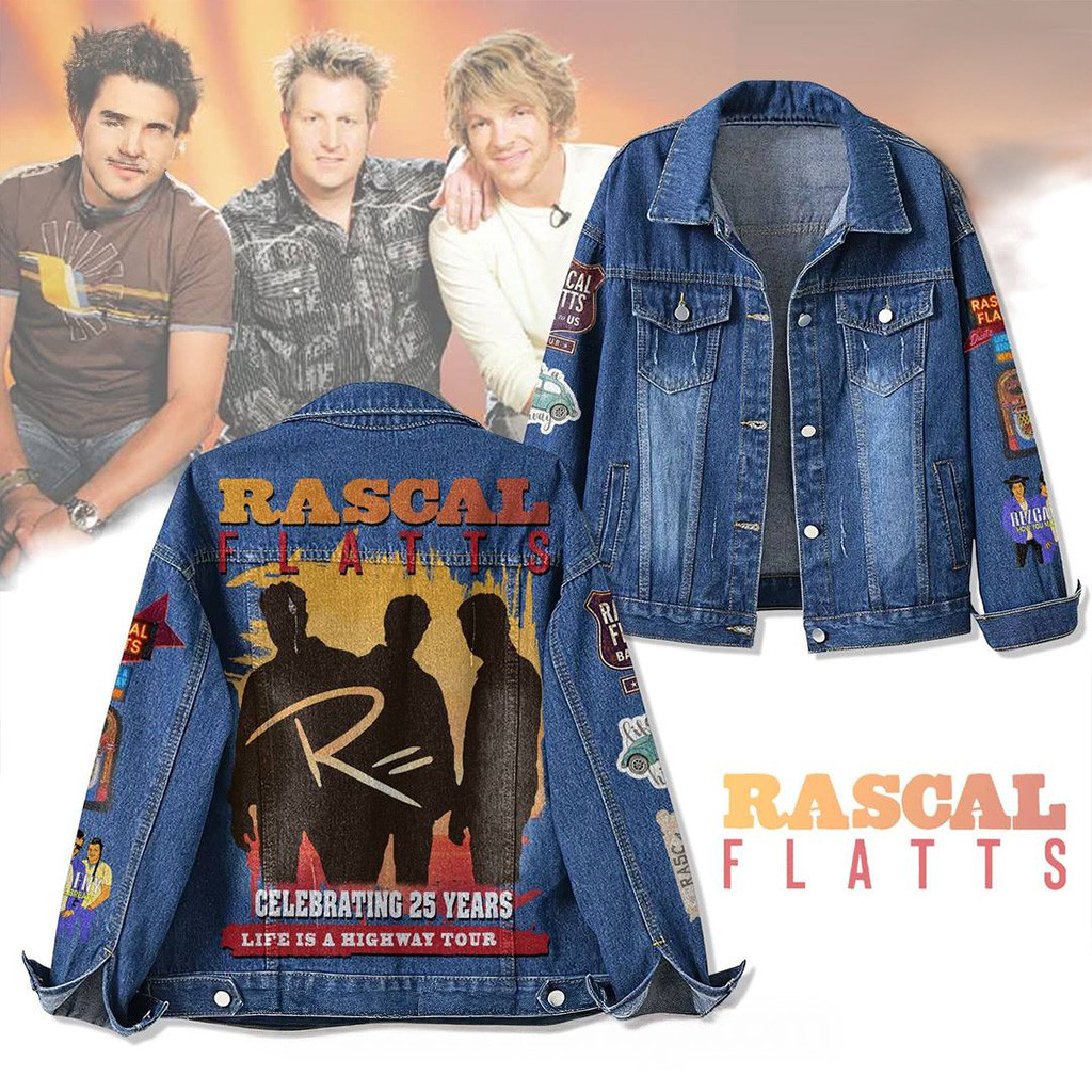 Rascal Flatts Life is Highway Tour 2025 Special Denim Jacket Rascal Flatts Merch Fans Gifts-1