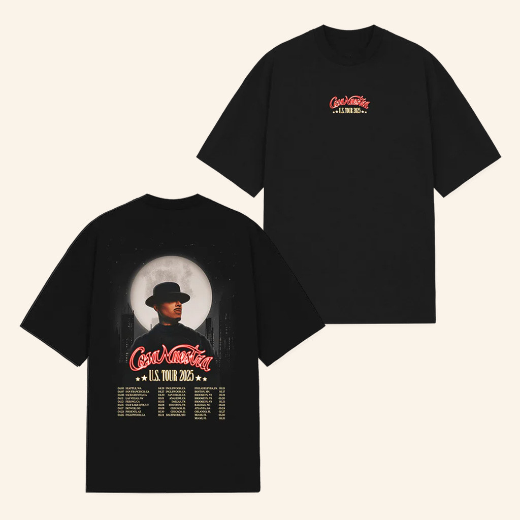Rauw Alejandro Merch Cosa Nuestra World Tour T-Shirt Black Gifts For Fans-1