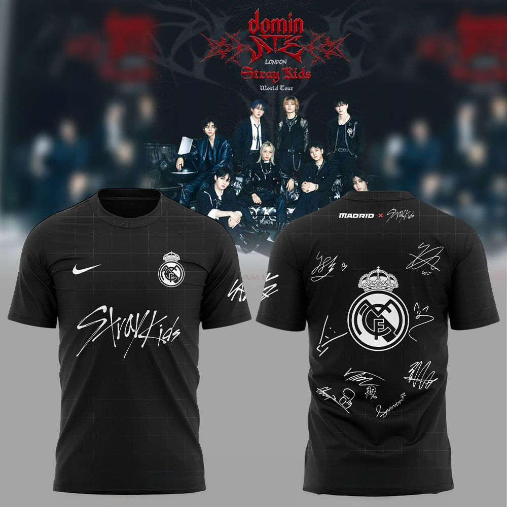 Real Madrid Fc Stray Kids Show Signature Shirt Fan Merch Gifts For Husband-1
