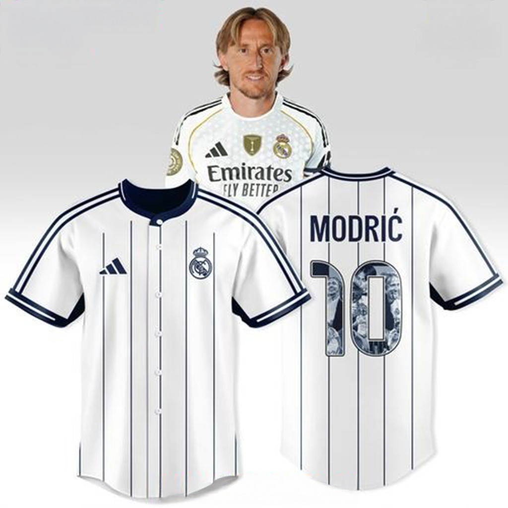 Real Madrid Modric 10 Pinstripe Edition Baseball Jersey Fan Merch Gifts For Boyfriend-1 Real Madrid Modric 10 Pinstripe Edition Baseball Jersey Fan Merch Gifts For Boyfriend-1
