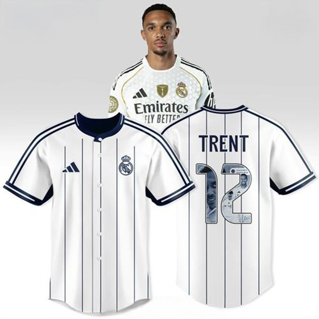 Real Madrid Trent 12 Pinstripe Edition Baseball Jersey Fan Merch Gifts For Father-1