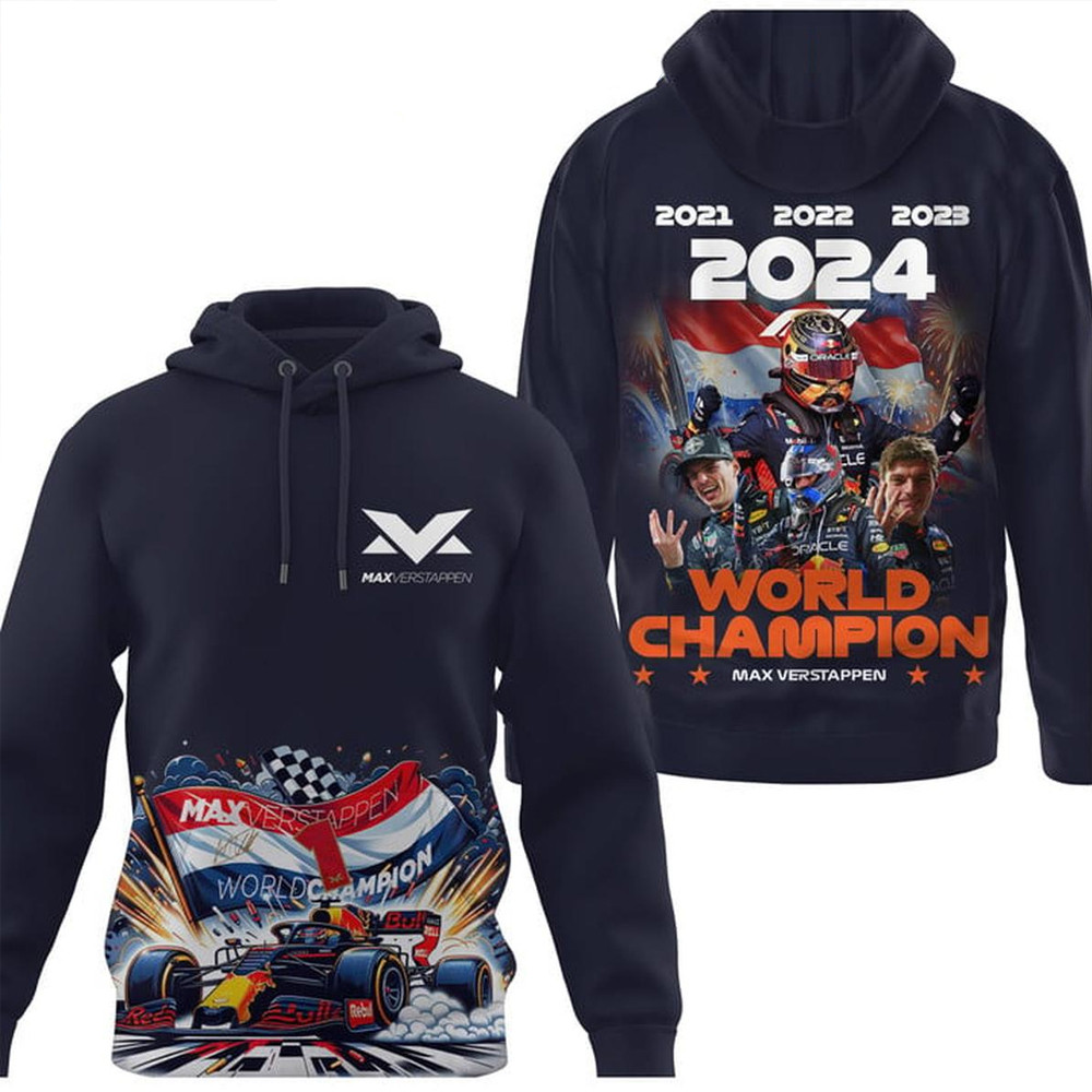 Red Bull Racing F1 Team Max Verstappen World Champs 2024 Hoodie Gifts For Racing Fans-1