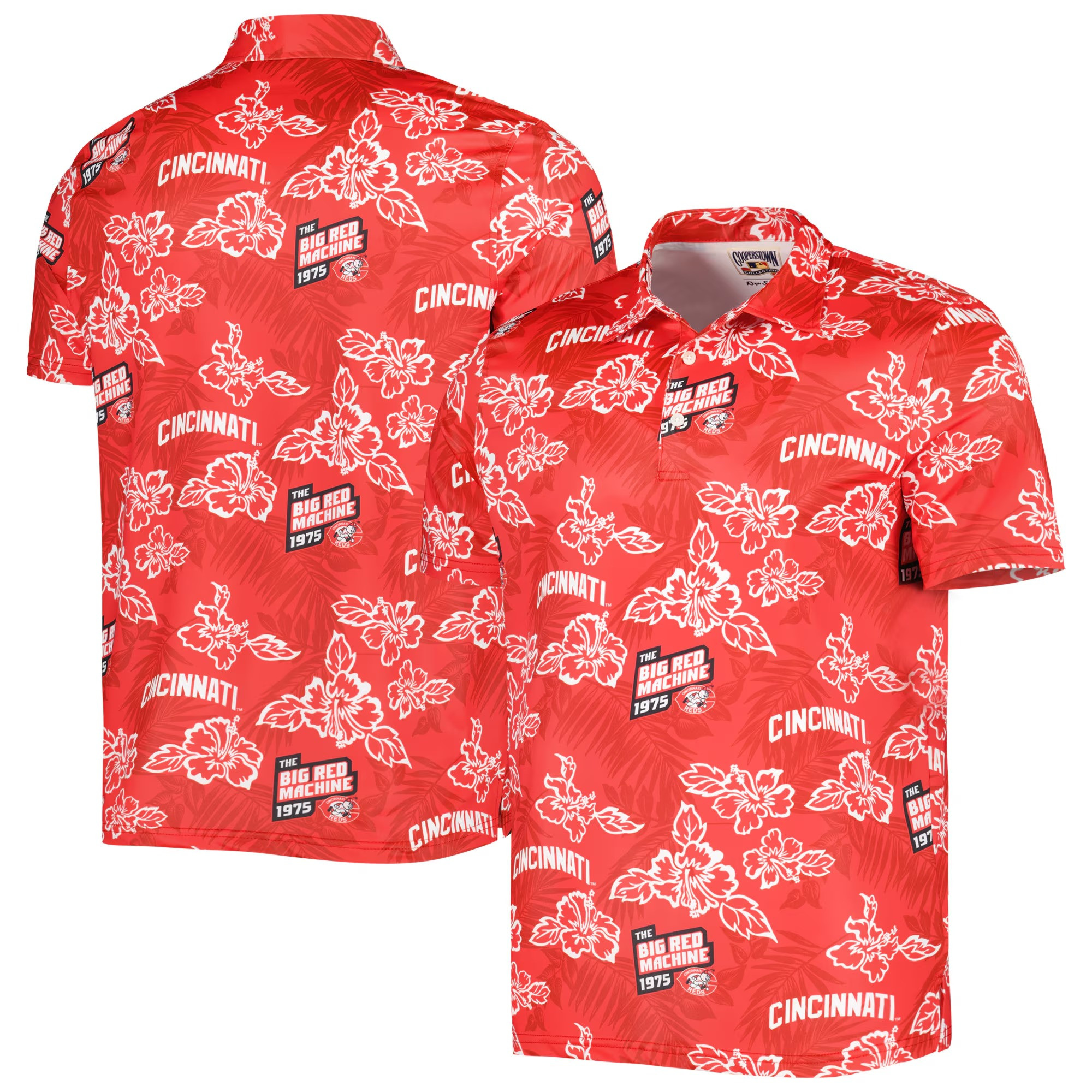 Red Cincinnati Reds Polo Shirt MLB Aloha Shirt Awesome Father's Day Gifts-1