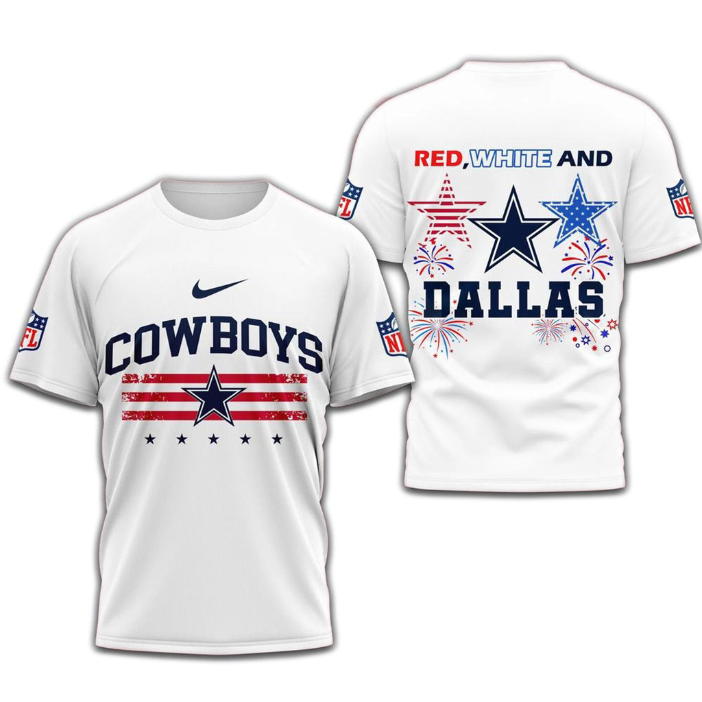 Red White And Dallas Cowboys 4Th Of July Independence Day Shirt-1