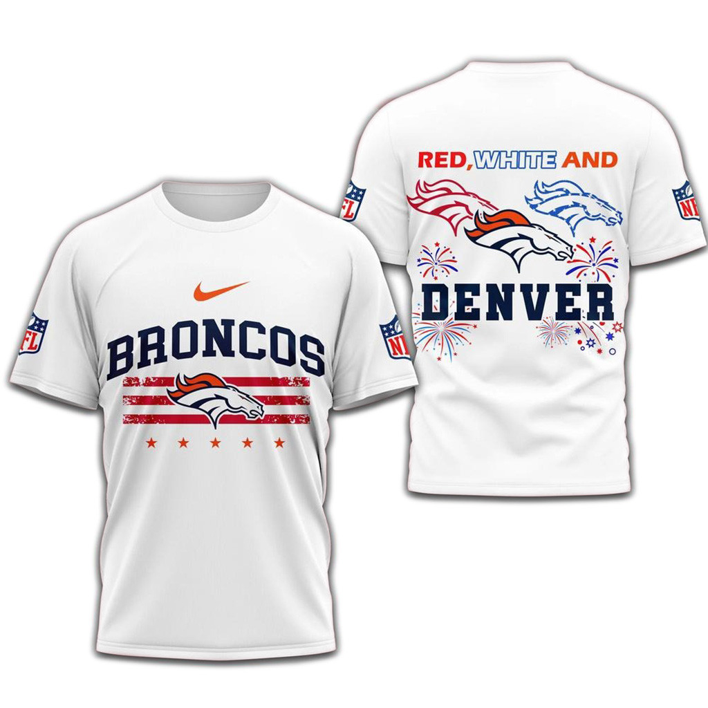 Red White And Denver Broncos 4Th Of July Independence Day Shirt-1