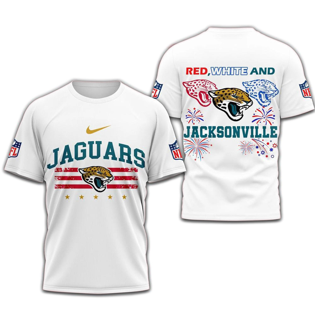 Red White And Jacksonville Jaguars 4Th Of July Independence Day Shirt-1