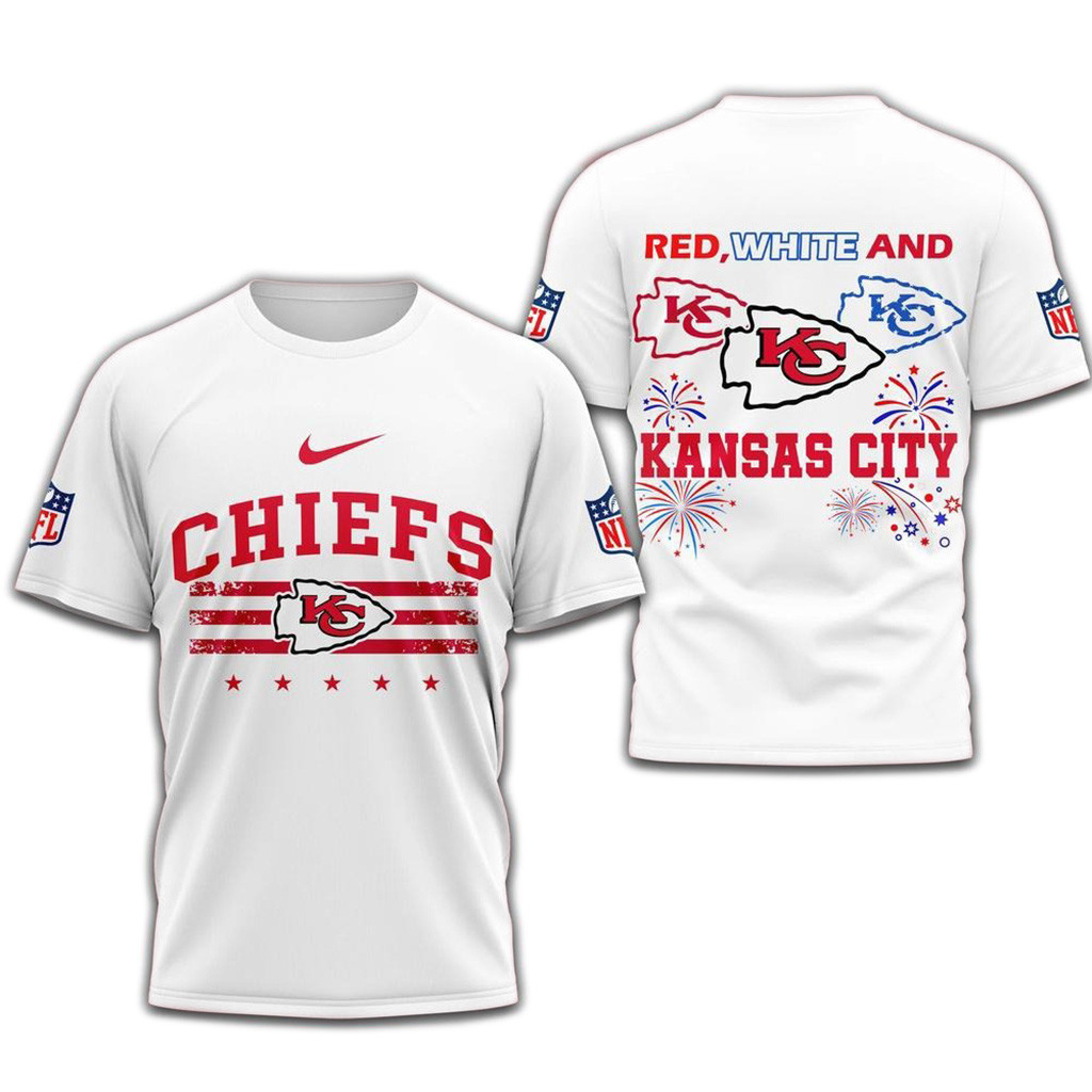 Red White And Kansas City Chiefs 4Th Of July Independence Day Shirt-1