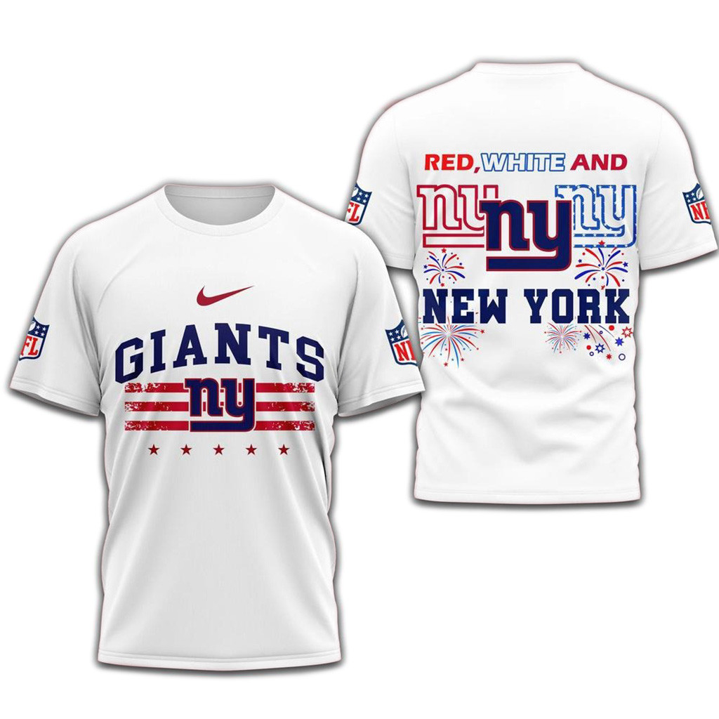 Red White And New York Giants 4Th Of July Independence Day T-Shirt-1
