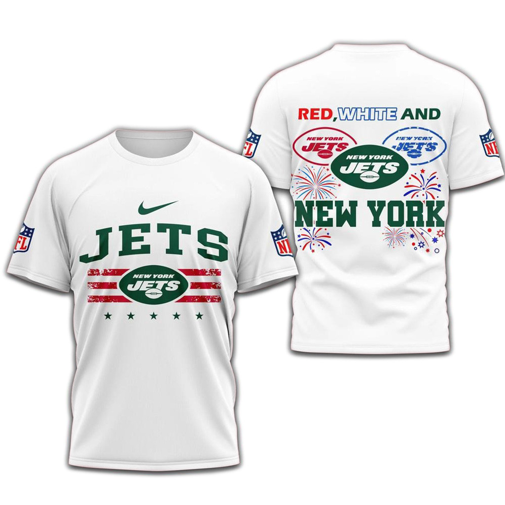 Red White And New York Jets 4Th Of July Independence Day Shirt-1